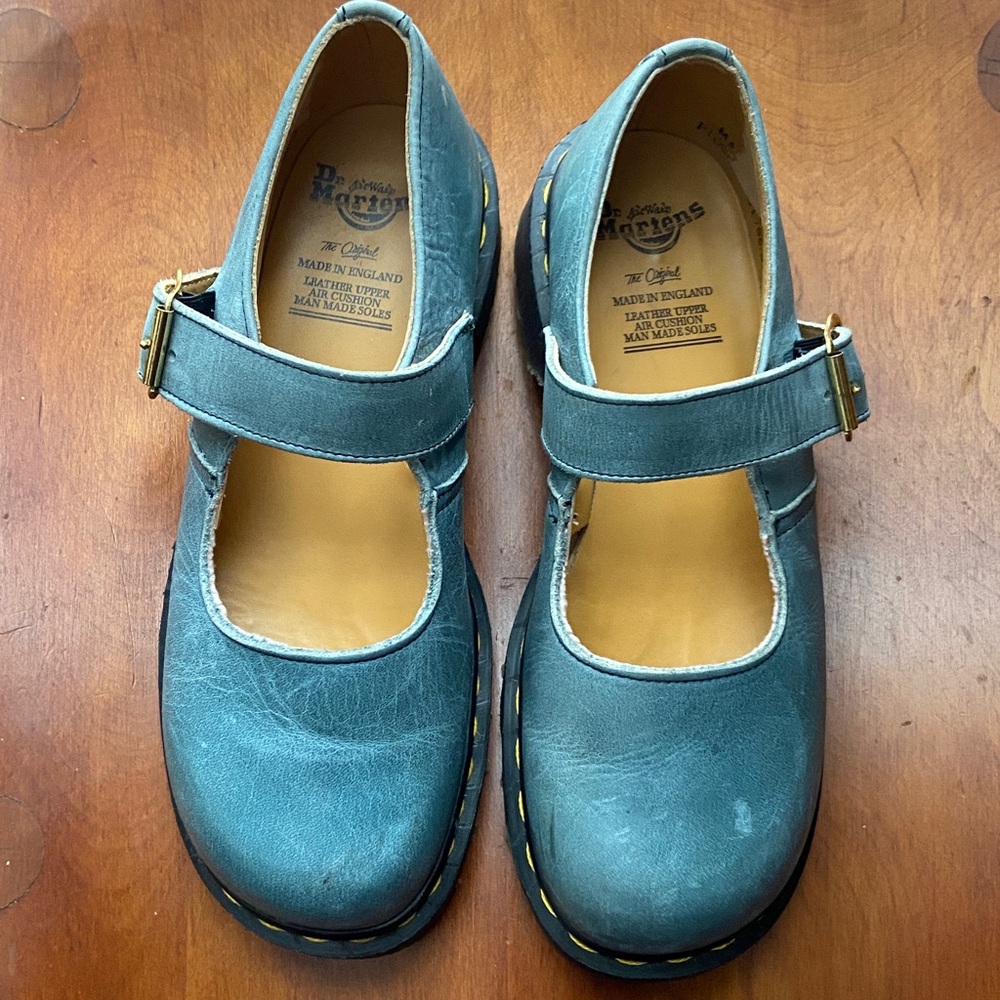 Dr. Martens Vintage Blue Leather Mary Jane Shoes Made in England Women's Size 7 - Picture 6 of 16